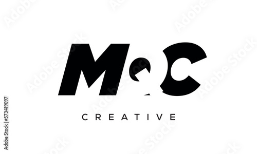 MQC letters negative space logo design. creative typography monogram vector photo