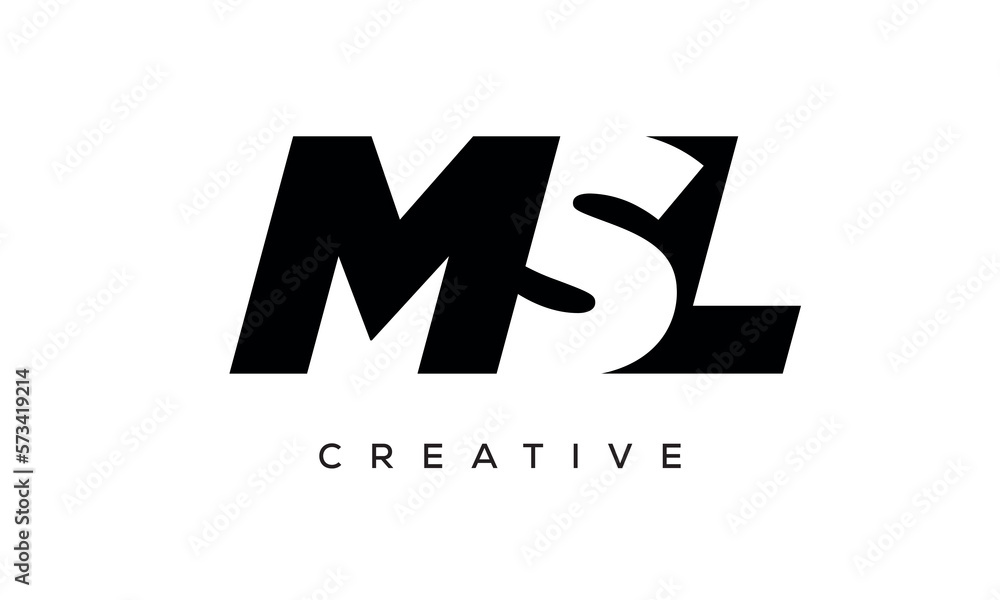 MSL letters negative space logo design. creative typography monogram vector