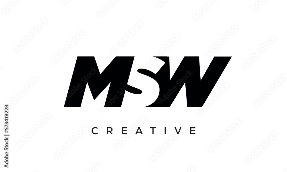 MSW letters negative space logo design. creative typography monogram vector MSW letters negative space logo design. creative typography monogram vector