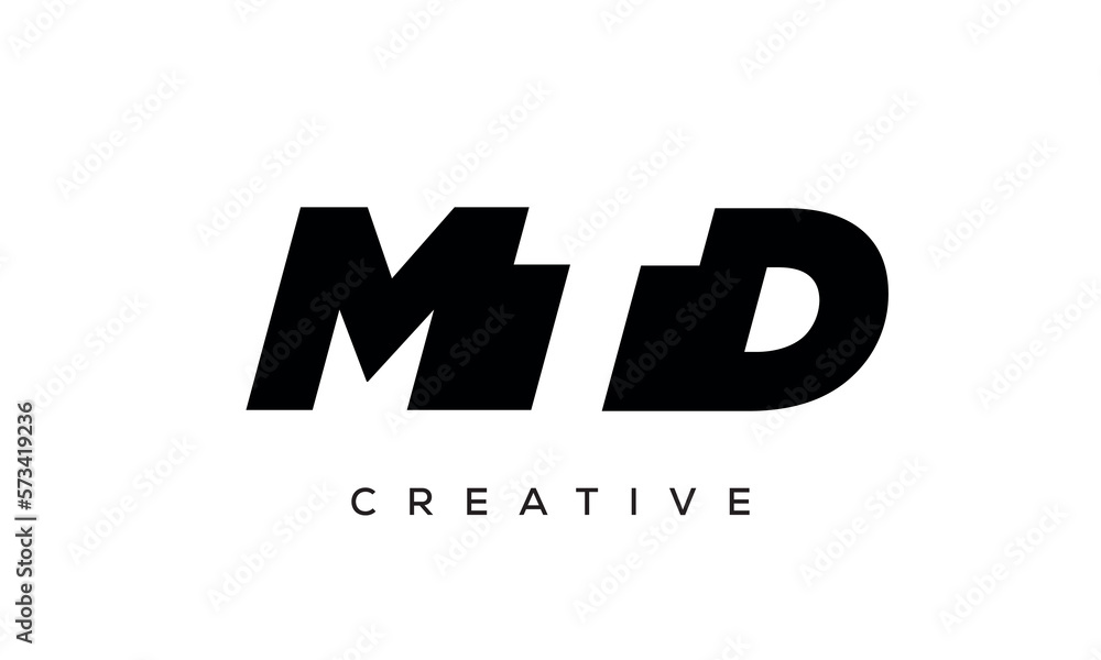 MTD letters negative space logo design. creative typography monogram vector