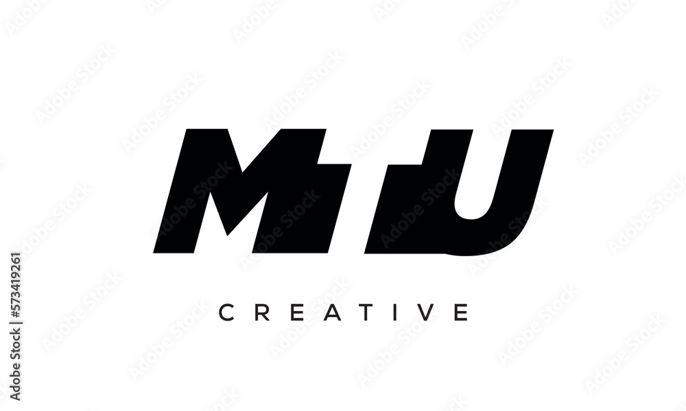 MTU letters negative space logo design. creative typography monogram vector