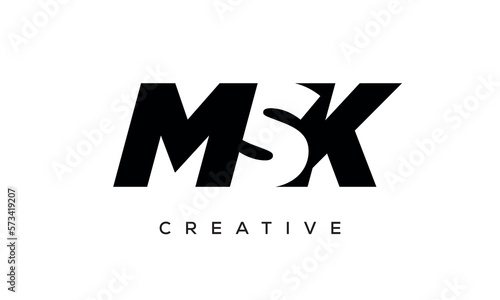 MSK letters negative space logo design. creative typography monogram vector photo