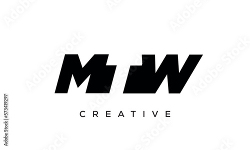 MTW letters negative space logo design. creative typography monogram vector