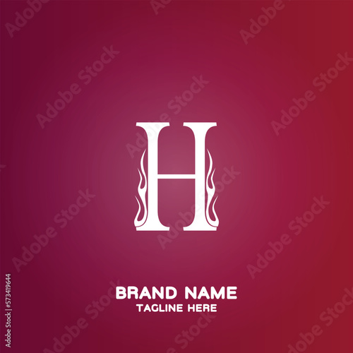 Letter H initial logo template, alphabet with gradient background