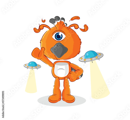 hudhud bird alien cartoon mascot vector