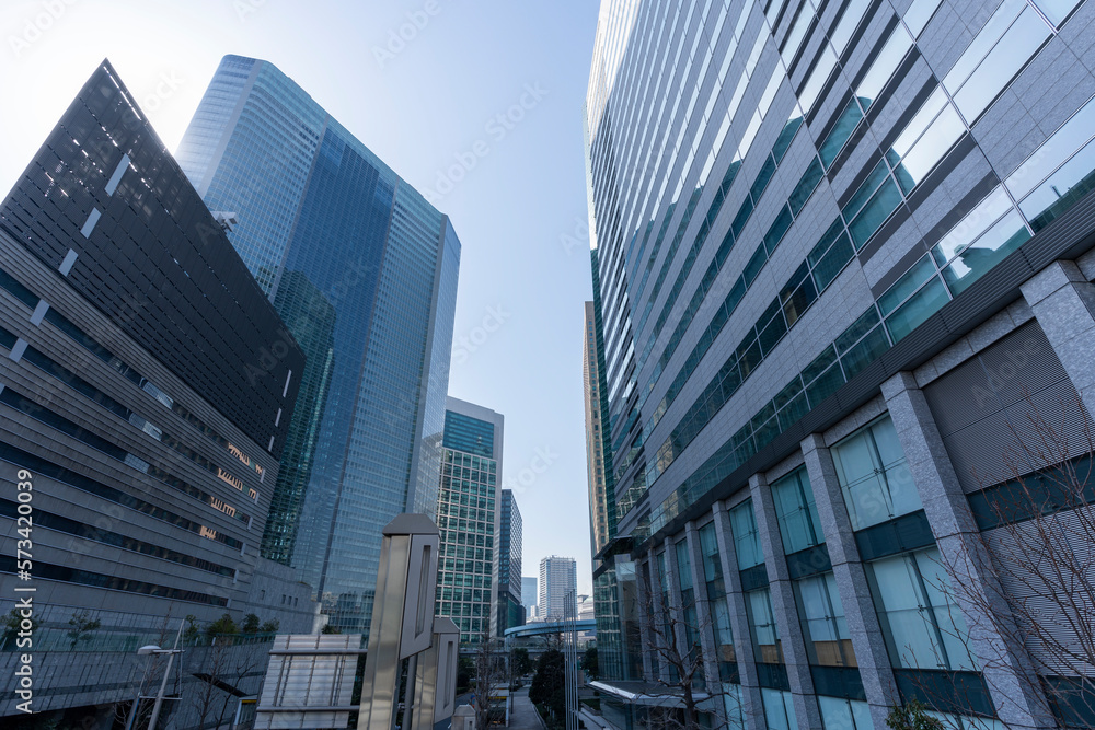 東京汐留　高層ビル群の風景