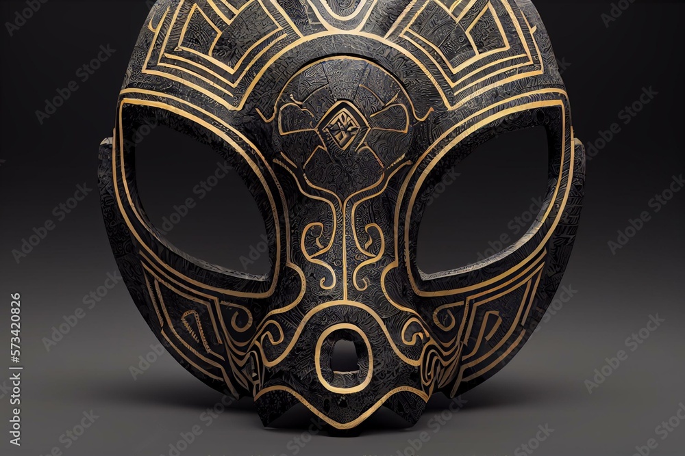 Traditional ancient Aztec Mask. Digital illustration. Generative AI ...