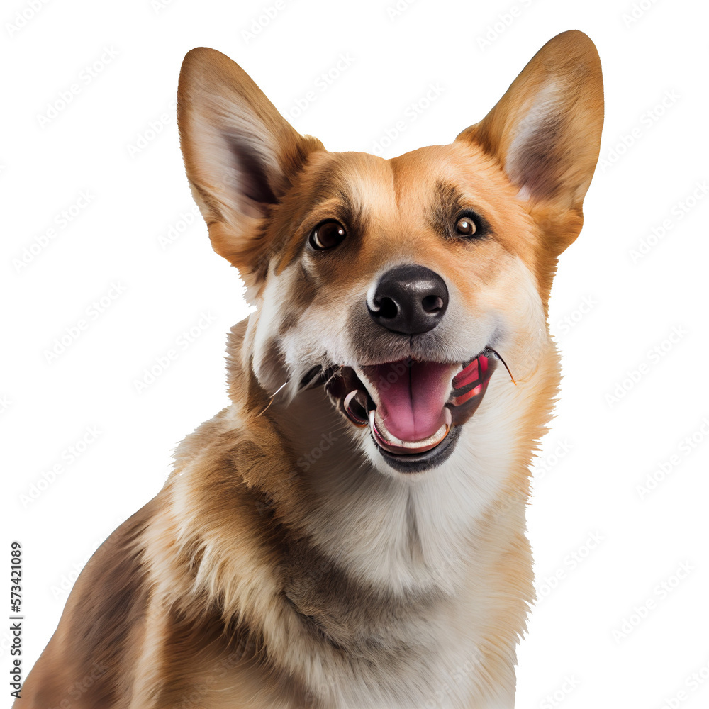 generative AI. Happy dog. Smiling dog on transparent background.