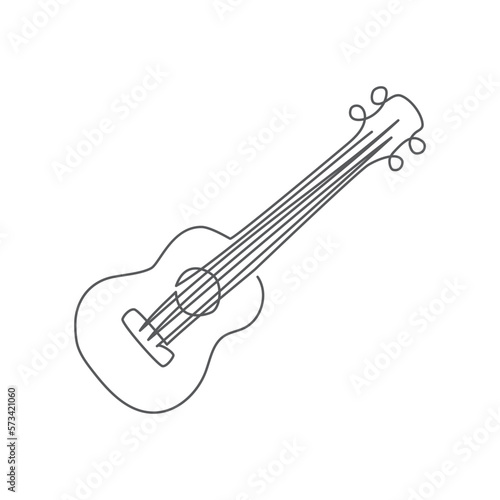 Guitar One line drawing on white background