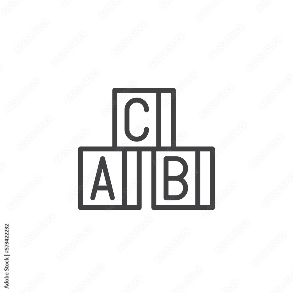 Alphabet cubes line icon Alphabet cubes line icon