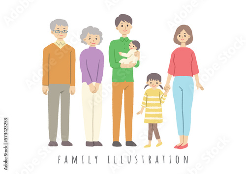 家族　3世代のイラスト
