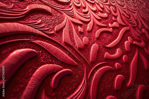 Close-up of a patterned red fabric. Photo generative AI