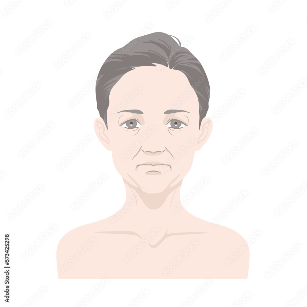 40代から60代くらいの中年女性の正面からの顔 40代から60代くらいの中年女性の正面からの顔