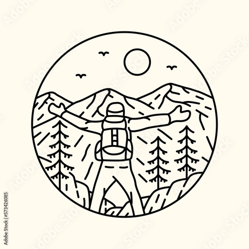 Backpacker Enjoy the Top of the Mountain