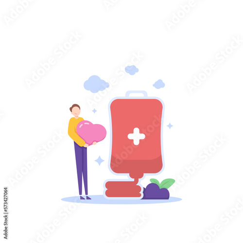 world blood donation day. donating blood to save life. a volunteer donate blood for blood stock in the hospital. charity donors. illustration concept design. graphic element design