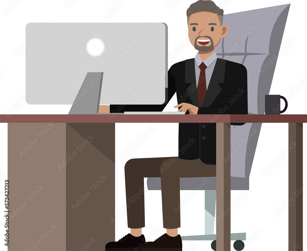 Office man wear black suit and red tie character design. Presentation in various action with emotions, running, standing and walking. Office man wear black suit and red tie character design. Presentation in various action with emotions, running, standing and walking.