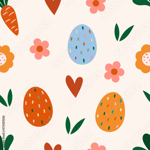 Cute boho pattern with easter eggs