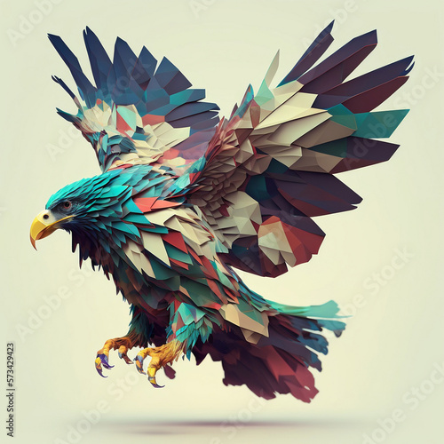 Low poly digital art of an eagle