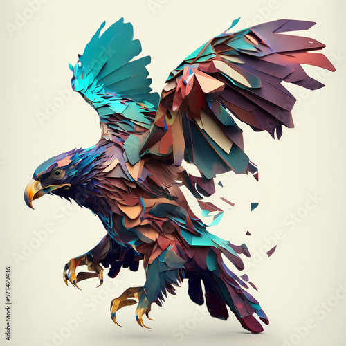 Low poly digital art of an eagle