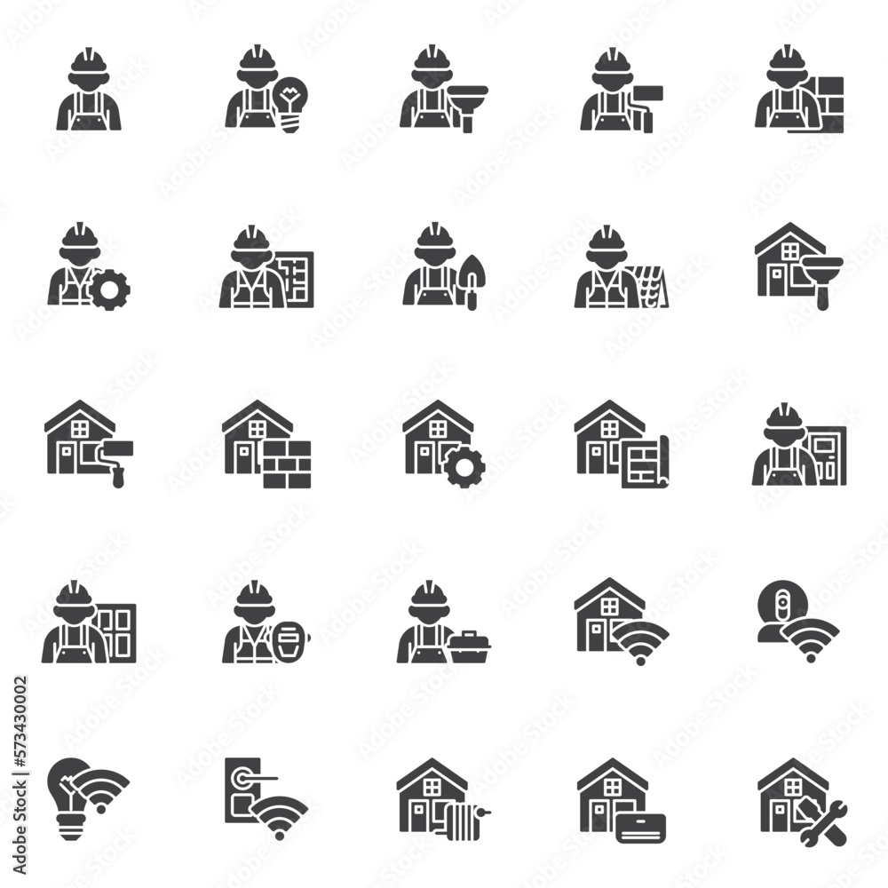Home repair service vector icons set Home repair service vector icons set