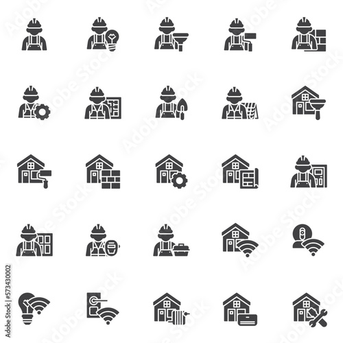 Home repair service vector icons set