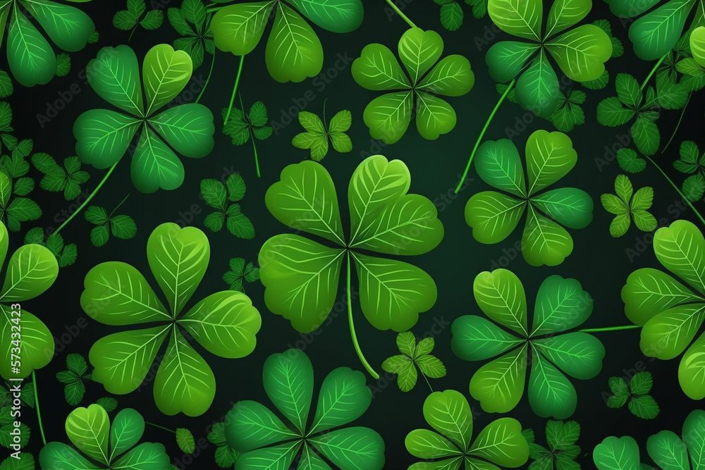 Saint Patrick's day green background. Green clover leaves pattern illustration Saint Patrick's day green background. Green clover leaves pattern illustration