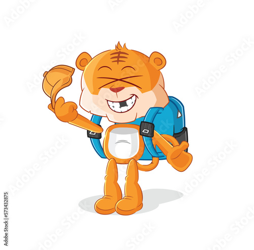 tiger goes to school vector. cartoon character