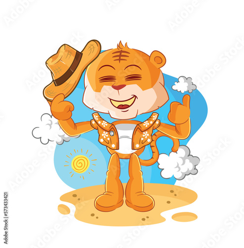 tiger go on vacation. cartoon mascot vector