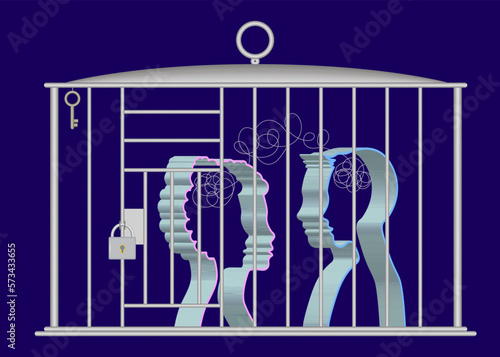 Fixed thinking, refusal to learn something new,
 mental blocking of everything new. Locked in a cage, depressed.
