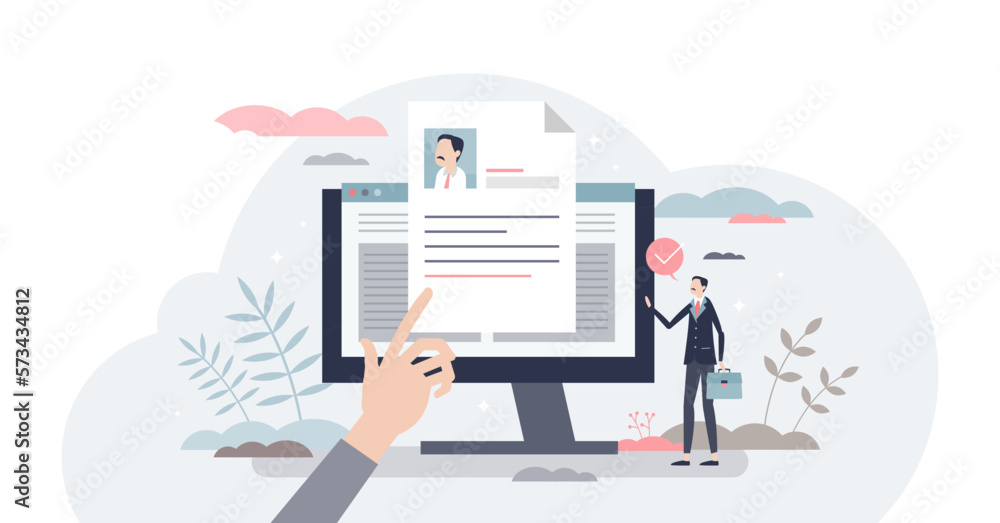 Job description and work duties and tasks information tiny person concept, transparent background. Document with responsibility and position specification for new staff member illustration. Job description and work duties and tasks information tiny person concept, transparent background. Document with responsibility and position specification for new staff member illustration.