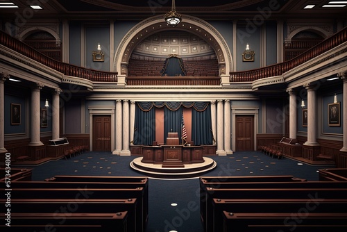 Empty US Senate. Generative AI. photo
