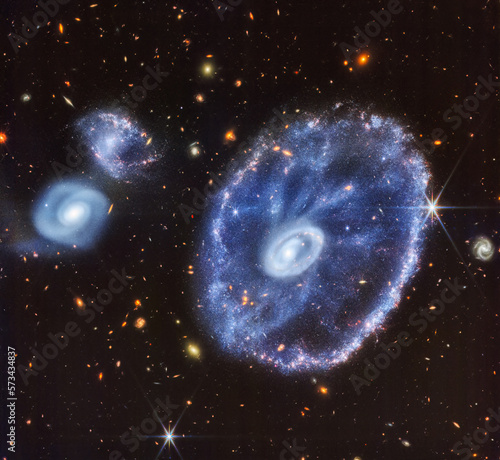 Fototapeta Naklejka Na Ścianę i Meble -  cartwheel galaxy. digital enhancement. elements by NASA