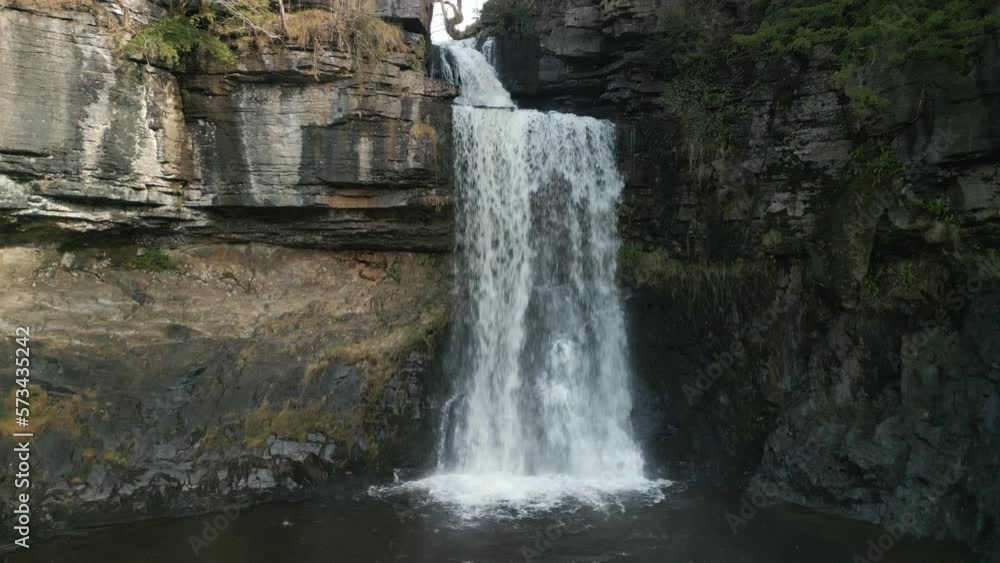 Waterfall slow motion pull away from close up at Ingleton Waterfalls Trail Yorkshire UK Waterfall slow motion pull away from close up at Ingleton Waterfalls Trail Yorkshire UK