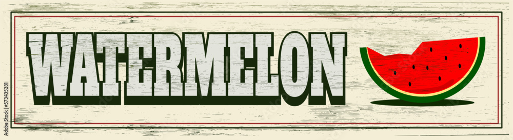 Vintage watermelon sign on wood Stock Vector | Adobe Stock