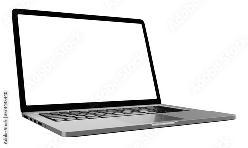 Laptop computer on transparent background png file with a transparent blank screen. screen mockup template. photo