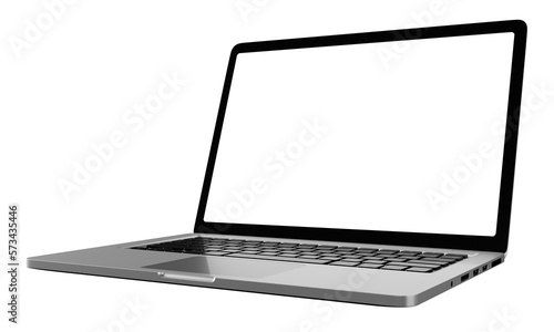 Laptop computer on transparent background png file with a transparent blank screen. screen mockup template.