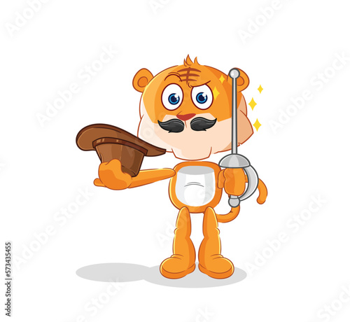 tiger fencer character. cartoon mascot vector
