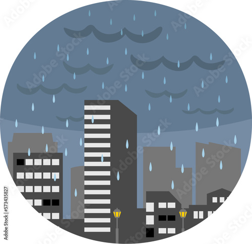 雨天の薄暗い街