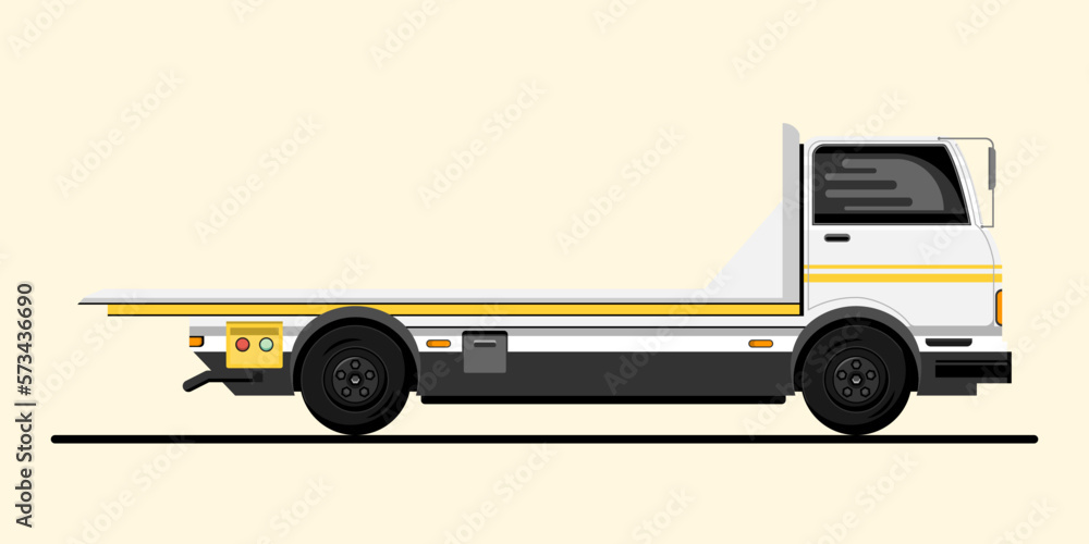 White empty tow truck cartoon on isolated background, Vector illustration. White empty tow truck cartoon on isolated background, Vector illustration.