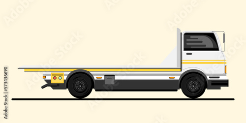 White empty tow truck cartoon on isolated background, Vector illustration.