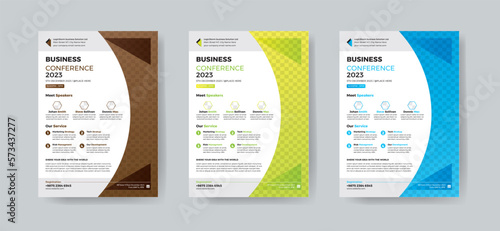 Modern corporate business conference flyer template design and Elegant Corporate business conference a4 cover flyer template, Geometric Corporate business flyer template design