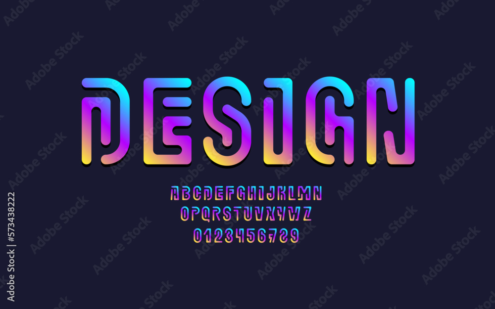 Digital font alphabet from segment line, minimal technology style letters and numbers, vector illustration 10EPS