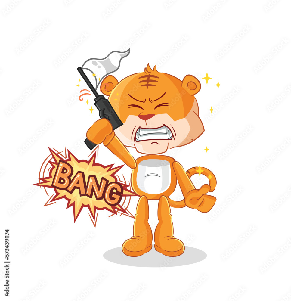 tiger warning shot mascot. cartoon vector tiger warning shot mascot. cartoon vector