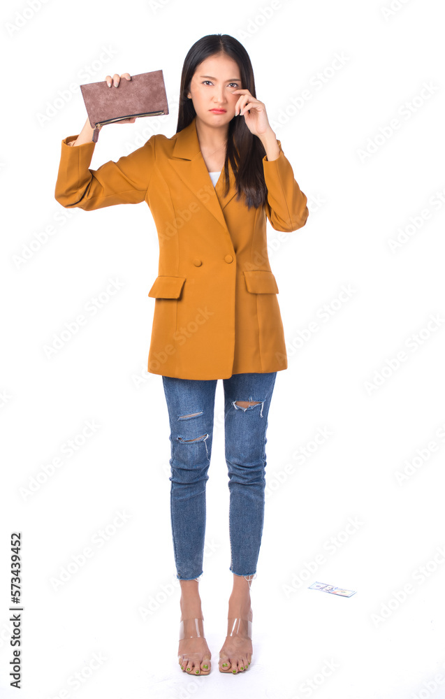 asian woman no money in wallet ,unemployed Asian girl opening empty wallet money broke cash, bankruptcy economic financial , Poverty in retirement and unemployment concept. asian woman no money in wallet ,unemployed Asian girl opening empty wallet money broke cash, bankruptcy economic financial , Poverty in retirement and unemployment concept.