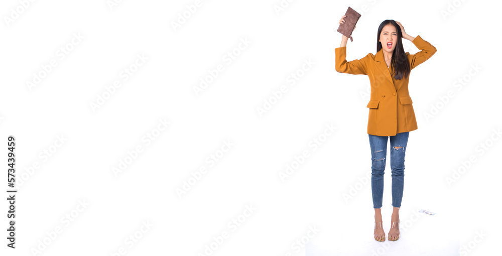 asian woman no money in wallet ,unemployed Asian girl opening empty wallet money broke cash, bankruptcy economic financial , Poverty in retirement and unemployment concept. asian woman no money in wallet ,unemployed Asian girl opening empty wallet money broke cash, bankruptcy economic financial , Poverty in retirement and unemployment concept.