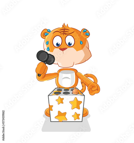 tiger play whack a mole mascot. cartoon vector