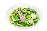 stir-fried pork and mustard green isolated