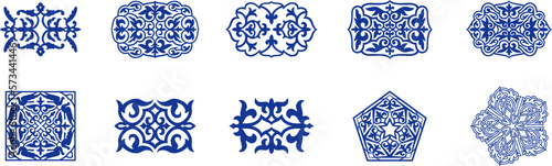 Islamic ornament vector, persian motiff. Asian floral designs. Abstract Asian elements of the national pattern of the ancient nomads of the Kazakhs, Kyrgyz, Mongols, Tatars, Uzbeks, Tajiks and other