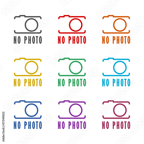 No photo available icon isolated on white background. Set icons colorful