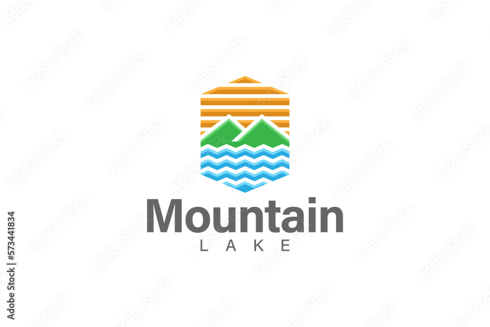 Mountain and lake logo design vector illustration. Mountain and lake logo design vector illustration.